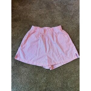 Striped Shorts‎ Women's Pink White Elastic Waist Casual Summer Cute Comfy Small